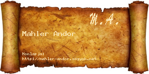 Mahler Andor névjegykártya